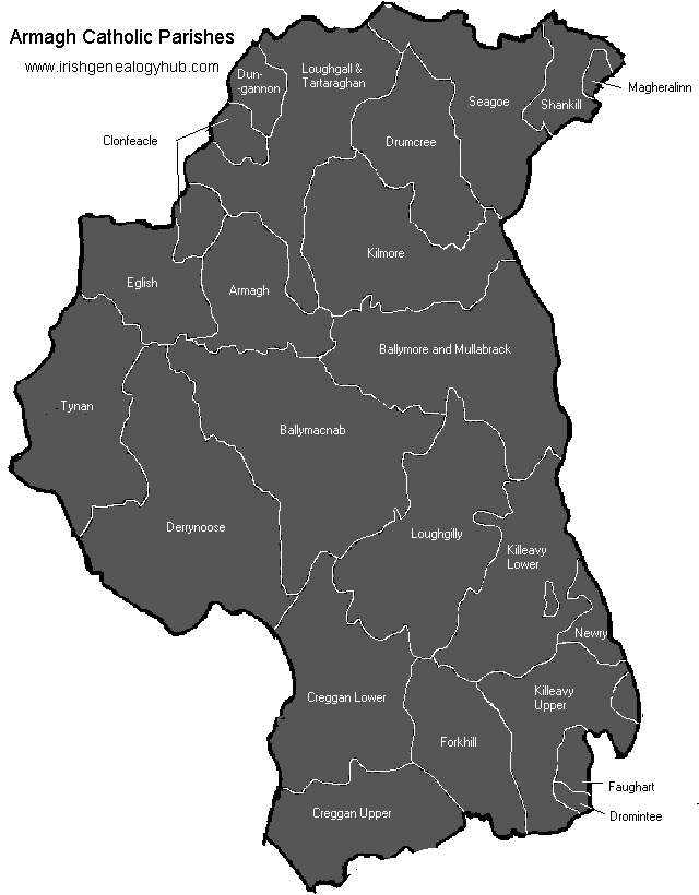 Map of County Armagh Roman Catholic Parishes